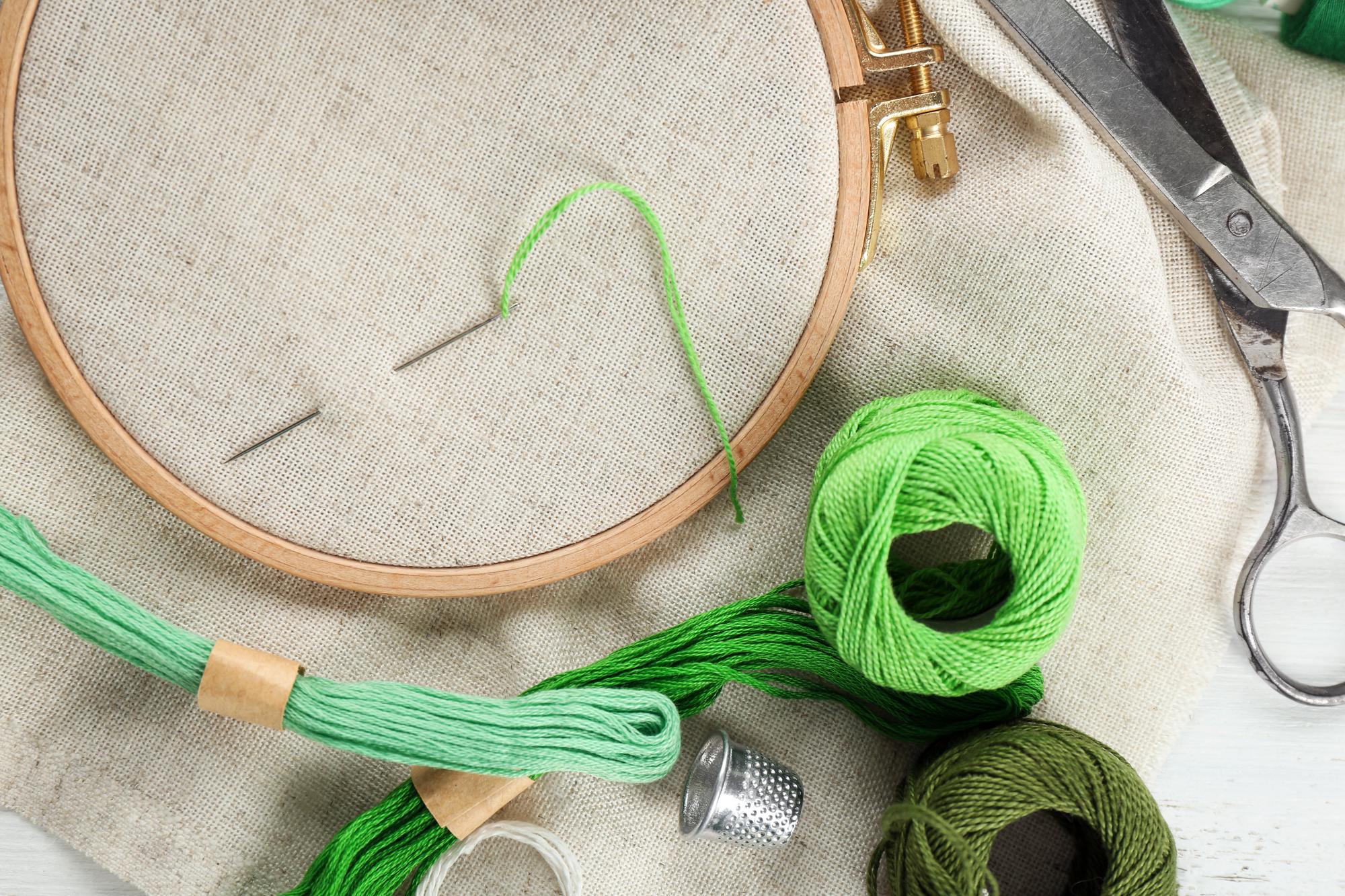 artist working on hoop in studio